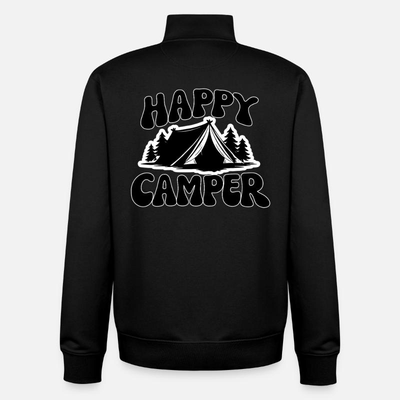 Happy Camper Zelt Graphic - Unisex Organic Zip Sweatshirt von Stanley/Stella - Schwarz