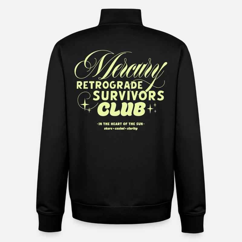 Club des survivants de Mercure rétrograde - Sweat zippé unisexe en coton bio Stanley/Stella - noir
