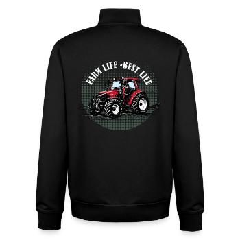 Farm Life – Roter Traktor Vintage Spruch Geschenk - Unisex Organic Zip Sweatshirt von Stanley/Stella - Schwarz - Hinten - AI Model Male 185 light (185cm)
