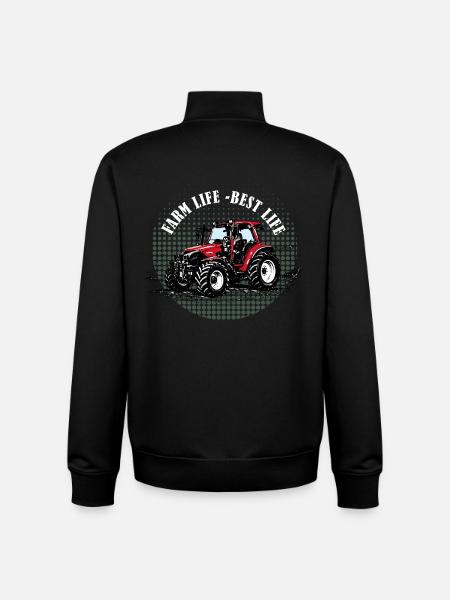 Gårdsliv – Rød Traktor Vintage-ord Gave - Stanley/Stella unisex sweatshirt med lynlås i økologisk - sort