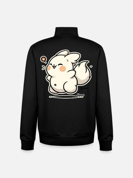 Kawaii Happy Bunny Sticker - Unisex Organic Zip Sweatshirt by Stanley/Stella - black