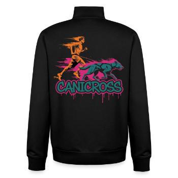 Canicross Laufen mit Hund - Unisex Organic Zip Sweatshirt von Stanley/Stella - Schwarz - Hinten - AI Model Male 185 light (185cm)