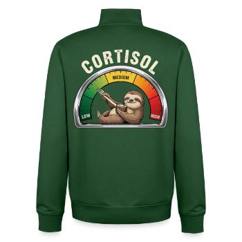 Faultier Cortisol Low Stress - Unisex Organic Zip Sweatshirt von Stanley/Stella - Flaschengrün - Hinten - AI Model Male 185 dark (185cm)