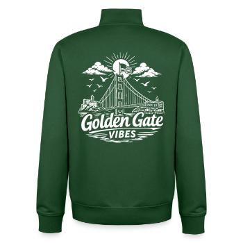 Golden Gate Vibes San Francisco Skyline - Sweat zippé unisexe en coton bio Stanley/Stella - vert bouteille - Dos - AI Model Male 185 dark (185cm)
