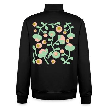 Pivoines abstraites L Blush rose vert citron - Sweat zippé unisexe en coton bio Stanley/Stella - noir - Dos - AI Model Male 185 light (185cm)