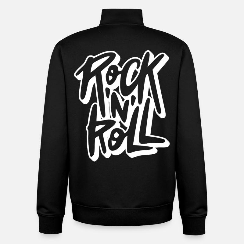Texte de graffiti rock 'n' roll - Sweat zippé unisexe en coton bio Stanley/Stella - noir