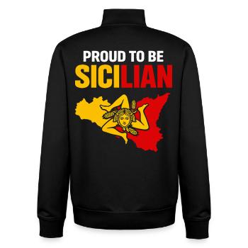 Stolz Sicilianer – Sizilien Farbblock - Unisex Organic Zip Sweatshirt von Stanley/Stella - Schwarz - Hinten - AI Model Male 185 light (185cm)