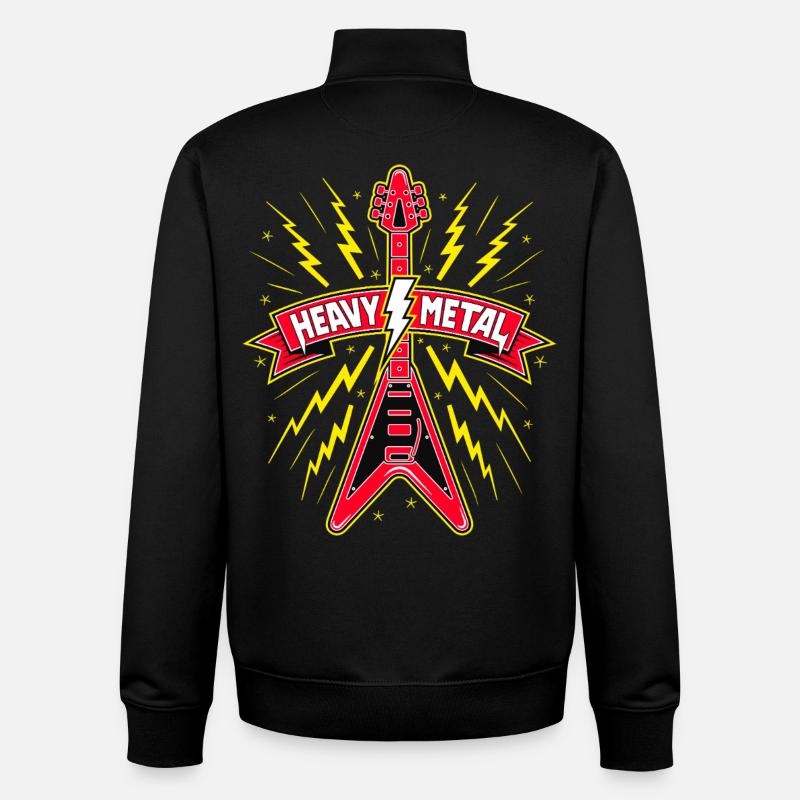 Bannière Heavy Metal avec guitare électrique - Sweat zippé unisexe en coton bio Stanley/Stella - noir