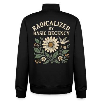 Basic Decency Statement for Do-Gooders - Unisex Organic Zip Sweatshirt by Stanley/Stella - black - Back - AI Model Male 185 light (185cm)