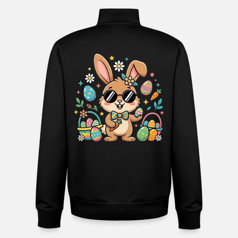 Frohe Ostern Cooler Hase - Unisex Organic Zip Sweatshirt von Stanley/Stella - Schwarz