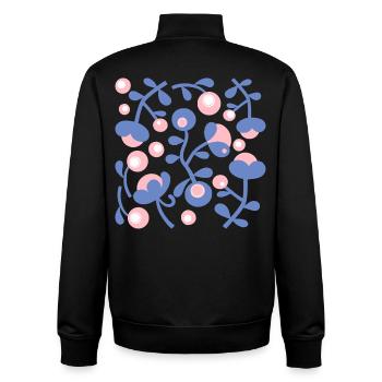 Abstract Peonies L Rose Blue White - Unisex Organic Zip Sweatshirt by Stanley/Stella - black - Back - AI Model Male 185 light (185cm)