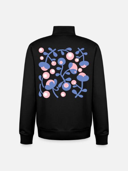 Abstract Peonies L Rose Blue White - Unisex Organic Zip Sweatshirt by Stanley/Stella - black