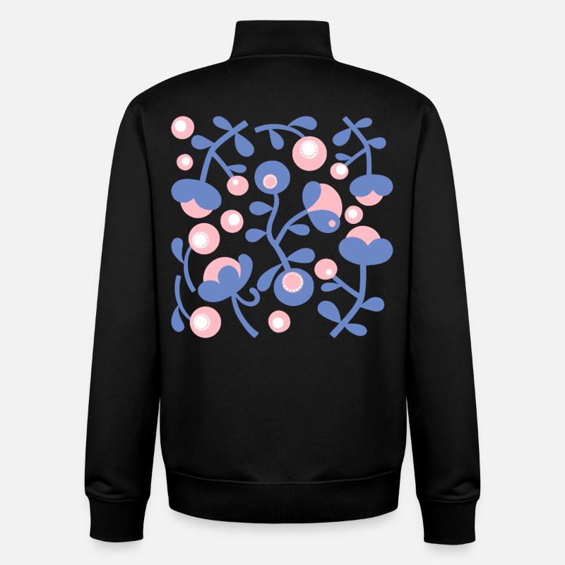 Abstract Peonies L Rose Blue White - Unisex Organic Zip Sweatshirt by Stanley/Stella - black