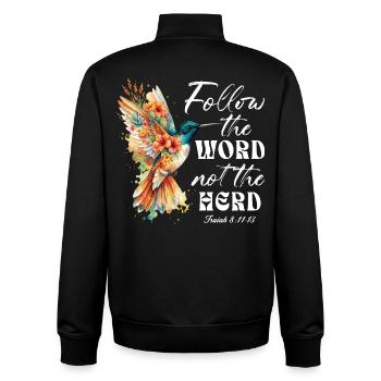 Follow The Word Not The Herd Hummingbird - Unisex Organic Zip Sweatshirt by Stanley/Stella - black - Back - AI Model Male 185 light (185cm)