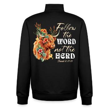 Follow The Word Not The Herd Christian - Unisex Organic Zip Sweatshirt by Stanley/Stella - black - Back - AI Model Male 185 light (185cm)