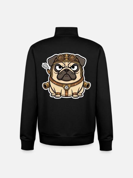 Pug Dog Steampunk Steam Booster - Unisex Organic Zip Sweatshirt by Stanley/Stella - black
