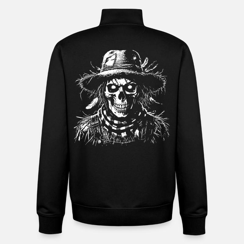 Skeleton with straw hat - Unisex Organic Zip Sweatshirt by Stanley/Stella - black