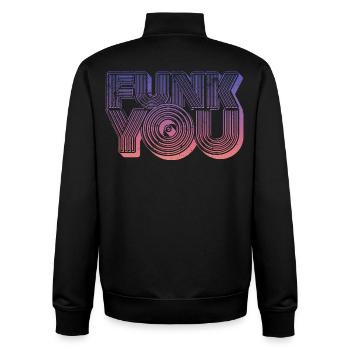 Funk You Vintage - Unisex Organic Zip Sweatshirt von Stanley/Stella - Schwarz - Hinten - AI Model Male 185 light (185cm)