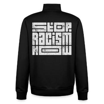 Stop Racism Now - Unisex Organic Zip Sweatshirt von Stanley/Stella - Schwarz - Hinten - AI Model Male 185 light (185cm)
