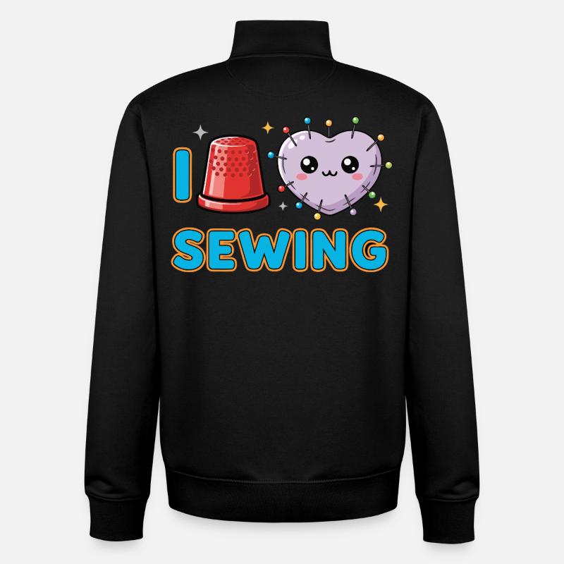 J’adore coudre Nähen - Sweat zippé unisexe en coton bio Stanley/Stella - noir