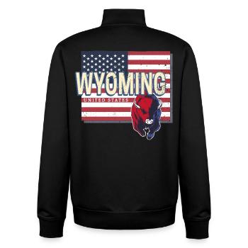 Carte rétro des États-Unis du Wyoming - Sweat zippé unisexe en coton bio Stanley/Stella - noir - Dos - AI Model Male 185 light (185cm)