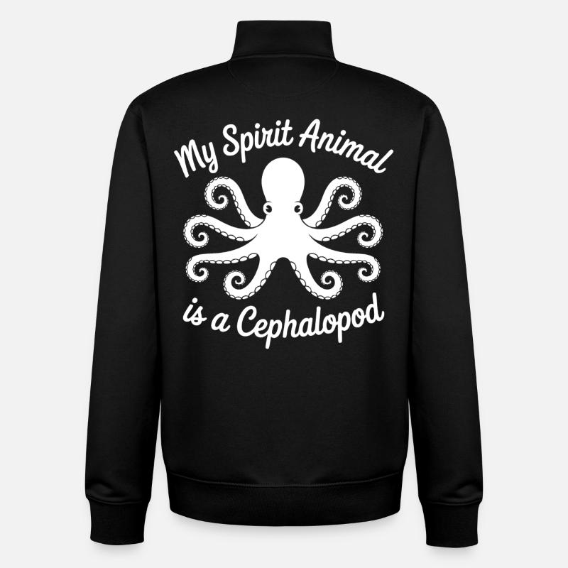 Art minimal de la pieuvre - Sweat zippé unisexe en coton bio Stanley/Stella - noir