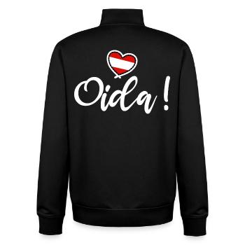Oida! Österreich Herz I love Austria Dialekt Munda - Unisex Organic Zip Sweatshirt von Stanley/Stella - Schwarz - Hinten - AI Model Male 185 light (185cm)