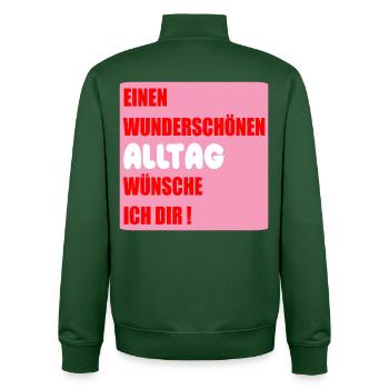Alltag Wünsche - Unisex Organic Zip Sweatshirt von Stanley/Stella - Flaschengrün - Hinten - AI Model Male 185 dark (185cm)