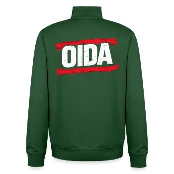 Logo du Pinceau Rouge ODA - Sweat zippé unisexe en coton bio Stanley/Stella - vert bouteille - Dos - AI Model Male 185 dark (185cm)