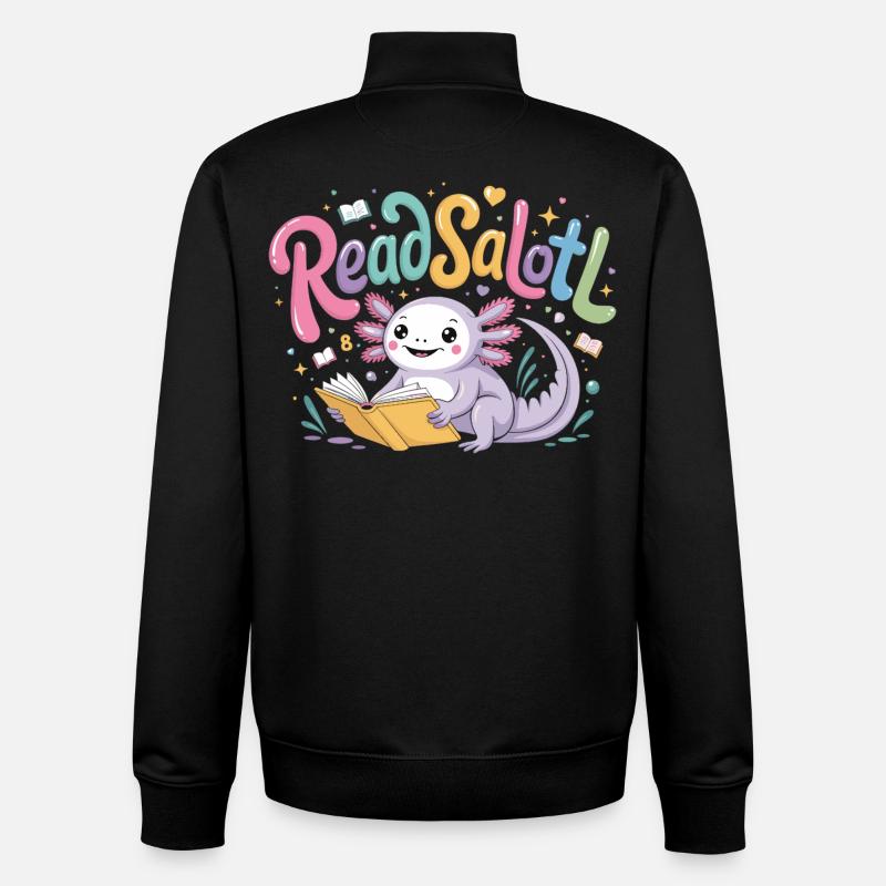 Axolotl Reader T-Shirt ReadSalotl Book - Sweat zippé unisexe en coton bio Stanley/Stella - noir