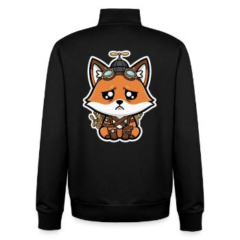 Little Fox Aviator Steampunk Trauriger Propeller - Unisex Organic Zip Sweatshirt von Stanley/Stella - Schwarz - Hinten - AI Model Male 185 light (185cm)