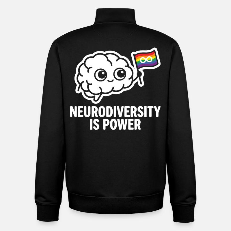 NEURODIVERSITY IS POWER Brain - Unisex Organic Zip Sweatshirt by Stanley/Stella - black