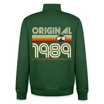 Original 1989 Retro Helmet - Unisex Organic Zip Sweatshirt by Stanley/Stella - bottle green - Back - AI Model Male 185 dark (185cm)