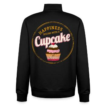 Cupcake Dessert Cook Vintage Cake Retro Design - Unisex Organic Zip Sweatshirt by Stanley/Stella - black - Back - AI Model Male 185 light (185cm)