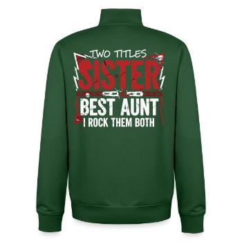 Sister Best Aunt Rock - Unisex Organic Zip Sweatshirt by Stanley/Stella - bottle green - Back - AI Model Male 185 dark (185cm)
