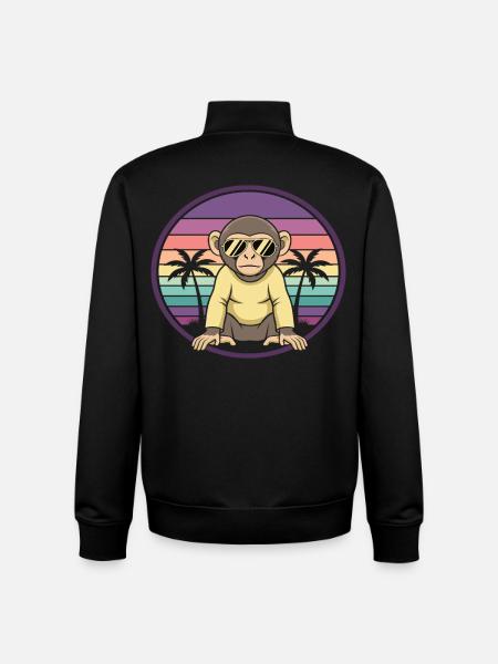 Cool Monkey Retro Summer Sunglasses - Unisex Organic Zip Sweatshirt by Stanley/Stella - black