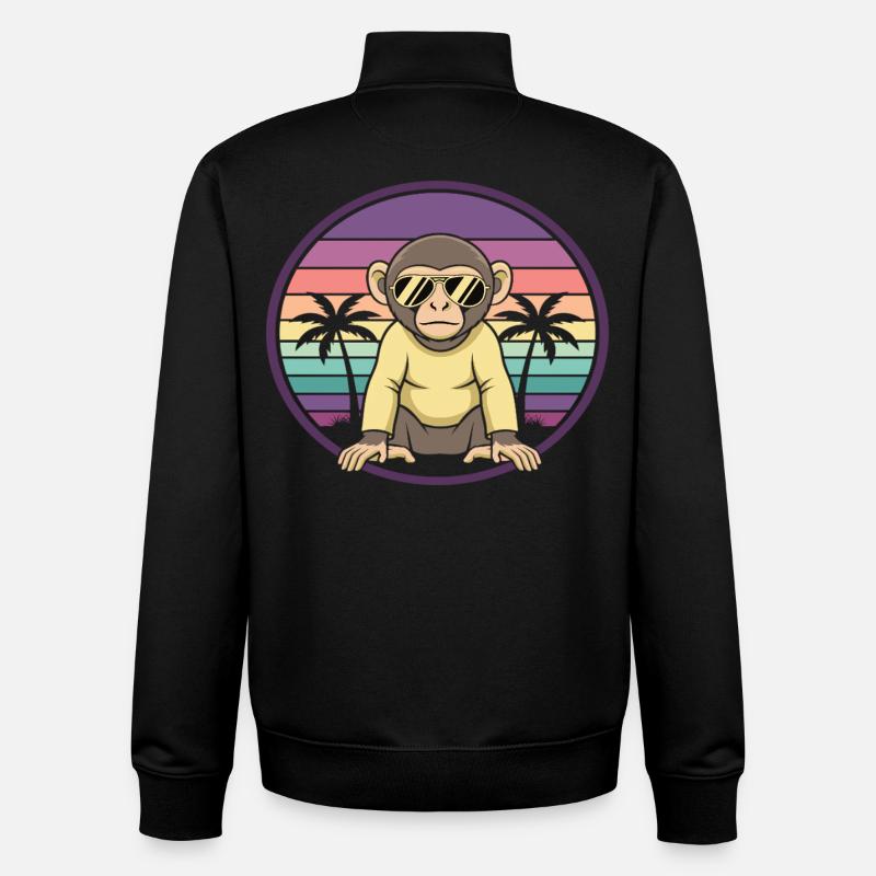Cooler Affe Retro Sommer Sonnenbrille - Unisex Organic Zip Sweatshirt von Stanley/Stella - Schwarz
