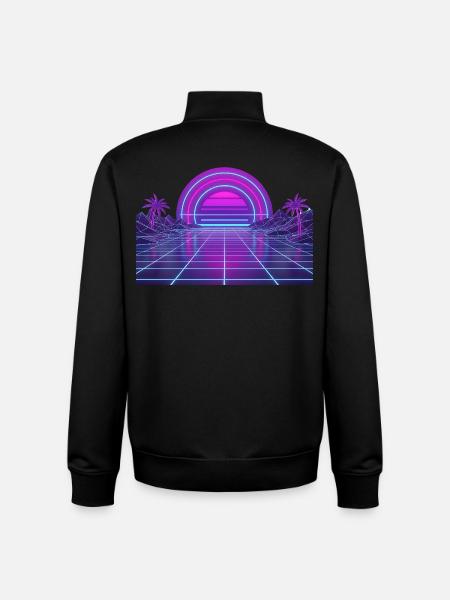 Retro Synthwave Sunset Neon Motif 80s - Unisex Organic Zip Sweatshirt by Stanley/Stella - black