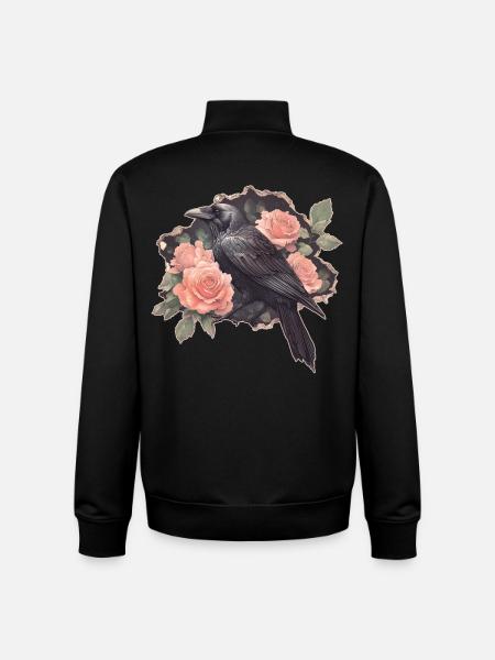 Raven with roses - Unisex Organic Zip Sweatshirt by Stanley/Stella - black