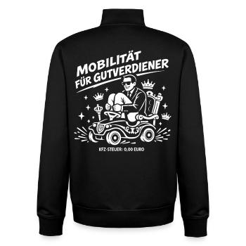 Mobilität für Gutverdiener - Unisex Organic Zip Sweatshirt von Stanley/Stella - Schwarz - Hinten - AI Model Male 185 light (185cm)