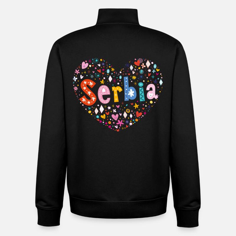 Cœur de Serbie - Sweat zippé unisexe en coton bio Stanley/Stella - noir