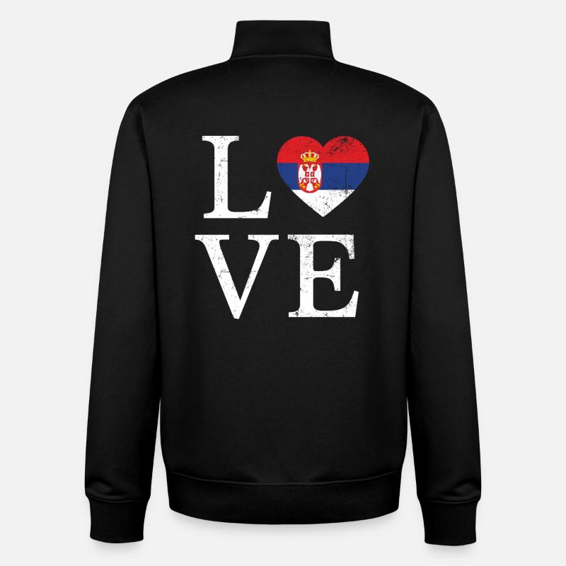 Avec amour la Serbie - Sweat zippé unisexe en coton bio Stanley/Stella - noir