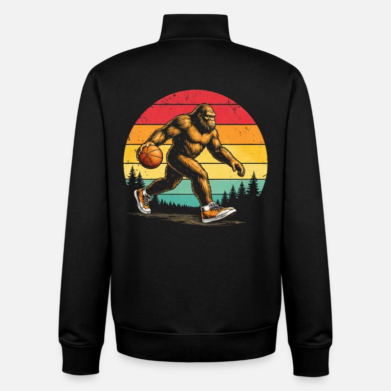 Bigfoot Sasquatch Basket Big Foot - Sweat zippé unisexe en coton bio Stanley/Stella - noir