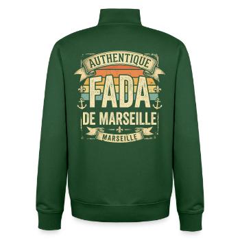 Fada de Marseille Humour Marseillais sud Provence - Sweat zippé unisexe en coton bio Stanley/Stella - vert bouteille - Dos - AI Model Male 185 dark (185cm)