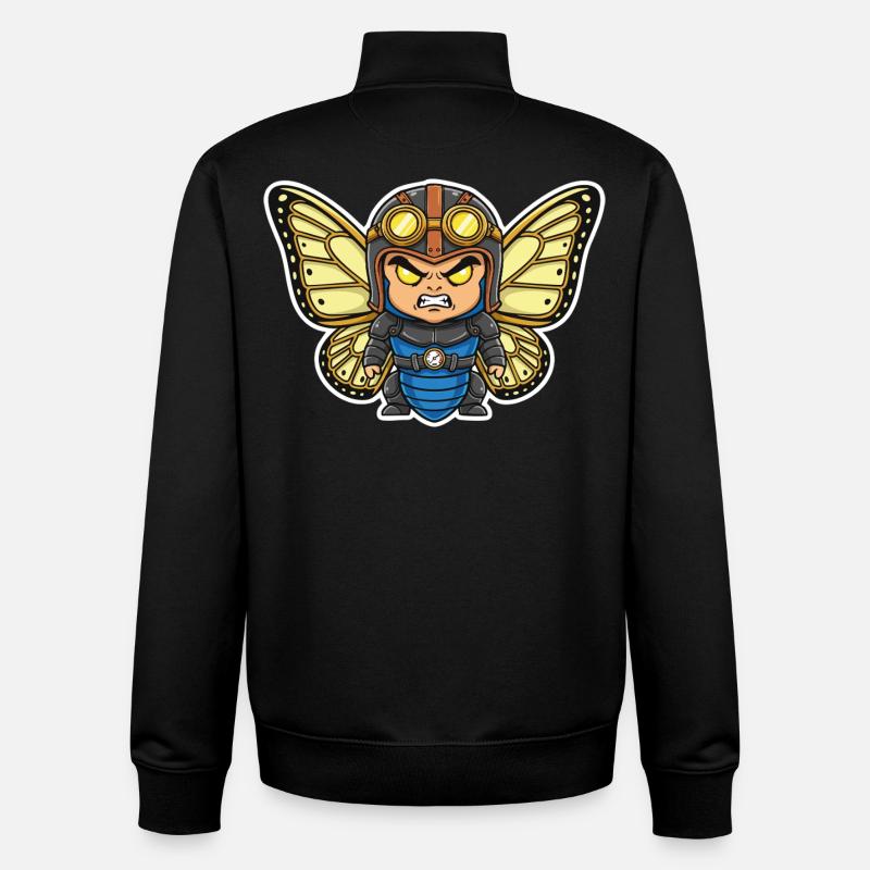 Papillon Aviateur Steampunk Armure Bleue - Sweat zippé unisexe en coton bio Stanley/Stella - noir