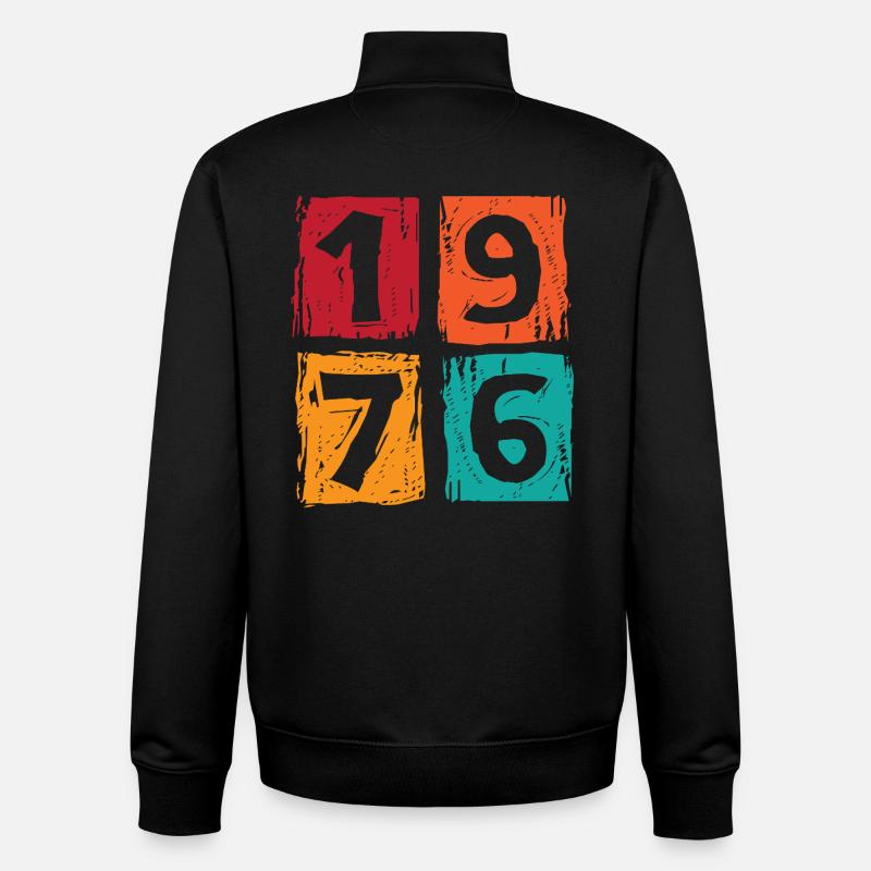 Millésime 1976 - Sweat zippé unisexe en coton bio Stanley/Stella - noir