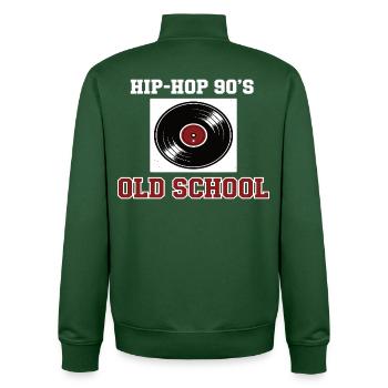 Vinyle DJ Hip-Hop des années 90 Old School - Sweat zippé unisexe en coton bio Stanley/Stella - vert bouteille - Dos - AI Model Male 185 dark (185cm)