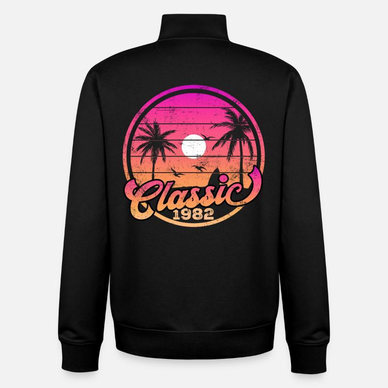 44e anniversaire en 1982 - Sweat zippé unisexe en coton bio Stanley/Stella - noir