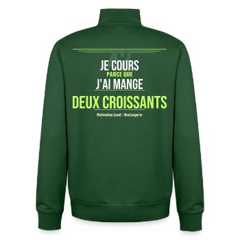 42 Ans: Deux Croissants Humour - Sweat zippé unisexe en coton bio Stanley/Stella - vert bouteille - Dos - AI Model Male 185 dark (185cm)
