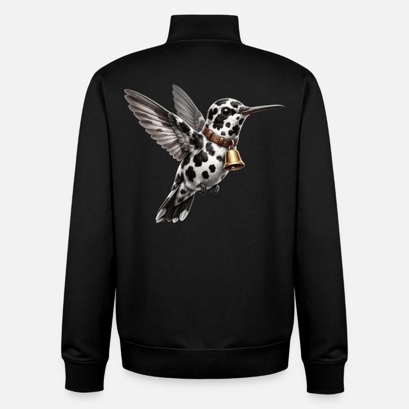 Funny Mixed Hummingbird Cow Pattern - Unisex Organic Zip Sweatshirt by Stanley/Stella - black